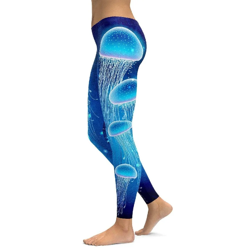 Supportive Yoga Pants for Pilates -Jellyfish Scuba Diving Leggings