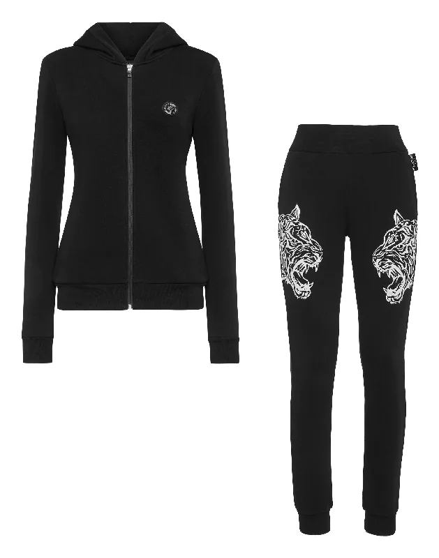Yoga Shorts for Mobility and Comfort -Jogging Tracksuit: Hoodie/Trousers Tiger