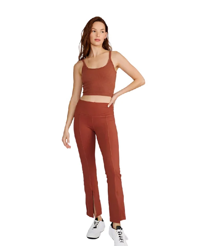 Yoga Pants for Building Strength -Julia Front-Slit Flare Pants Rust