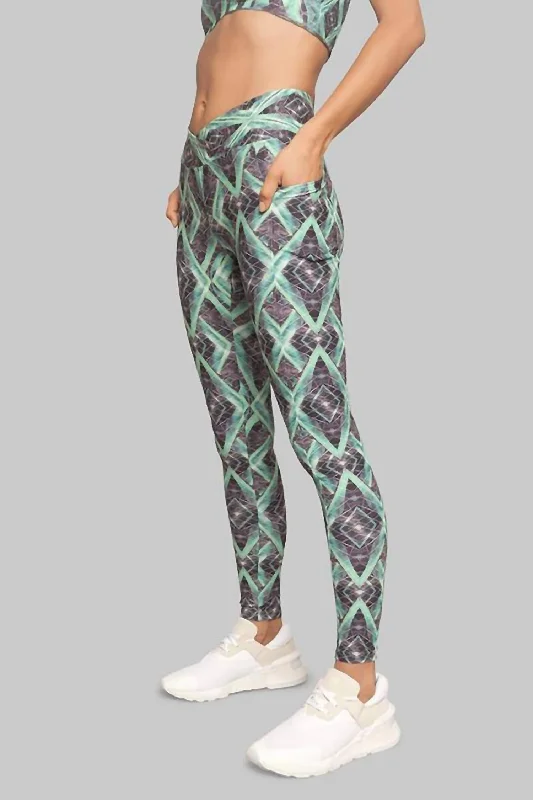 Yoga Shorts for Running and Yoga Workouts -Jungle Helix Crossover Pocket Legging In Multi Yoga Shorts for Running and Yoga Workouts -Jungle Helix Crossover Pocket Legging In Multi