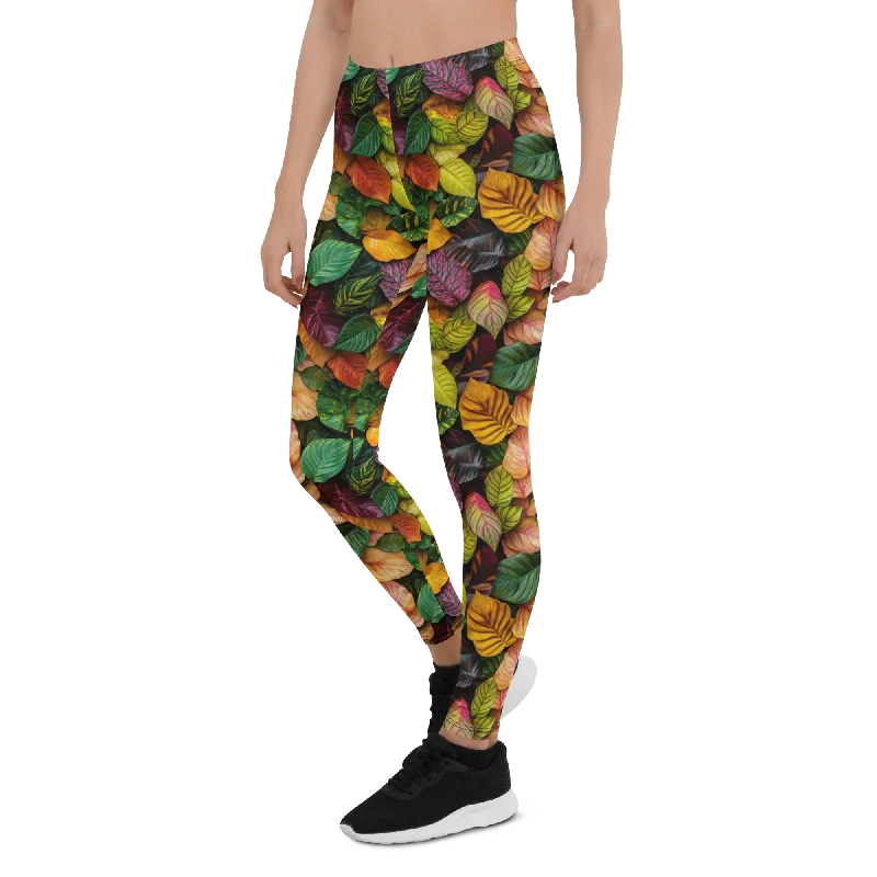 Tight Fit Compression Yoga Pants -Jungle Leaf Leggings