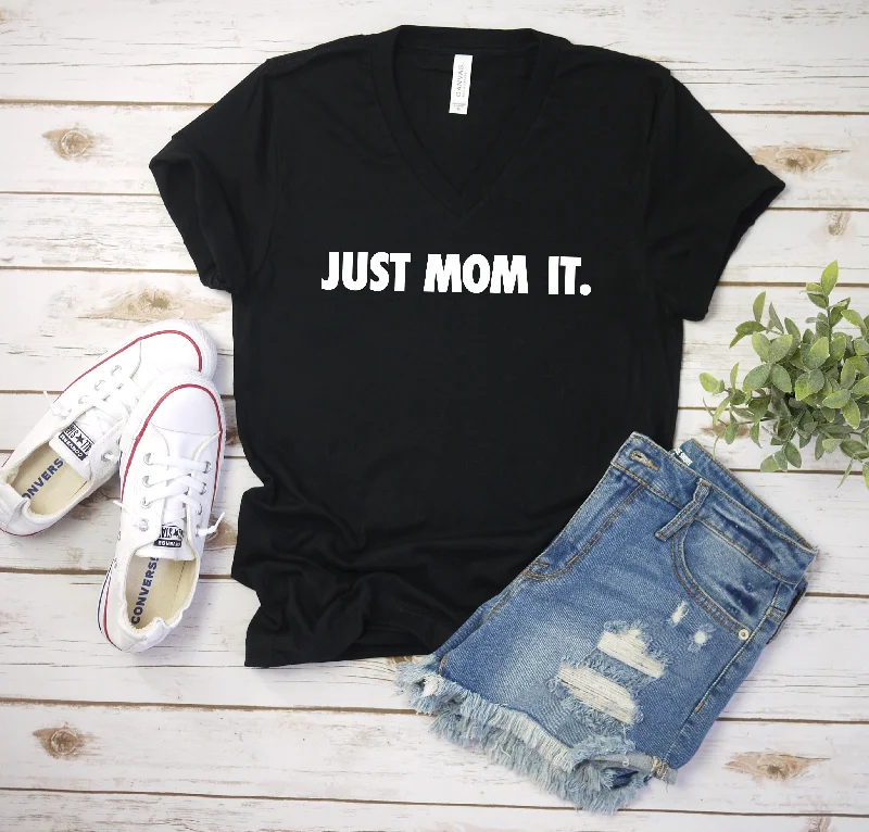 Breathable Yoga Tops for Active Wear -Just Mom It • Black V-Neck