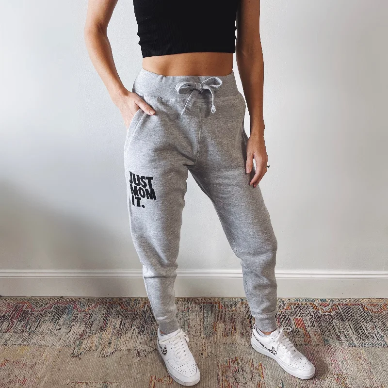 Flexible Yoga Pants for Smooth Poses -Just Mom It • Gray Joggers