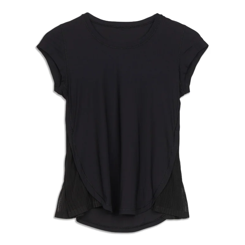 Yoga Tops for Intense Core Training -Just Pleat It Short Sleeve Shirt - Resale