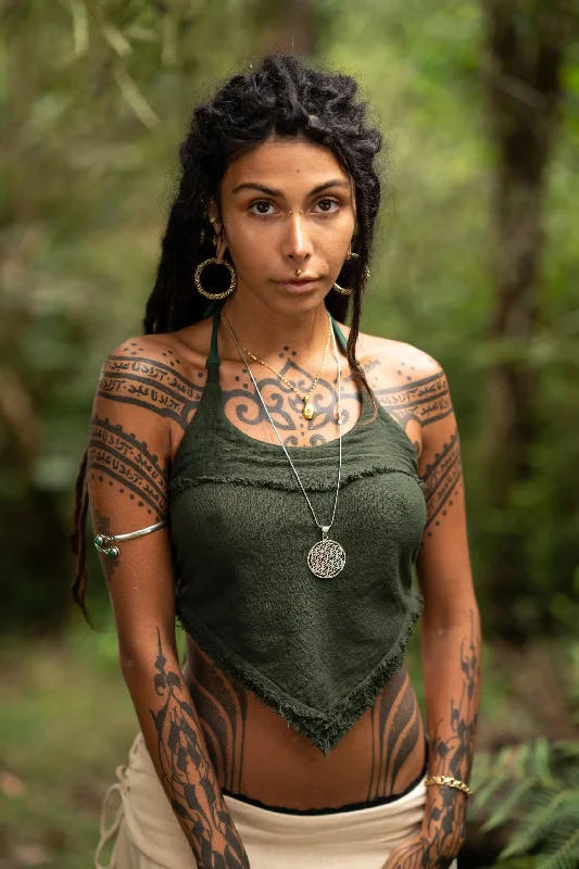 Yoga Tops for Full Support -Kahili Top - Dark Green