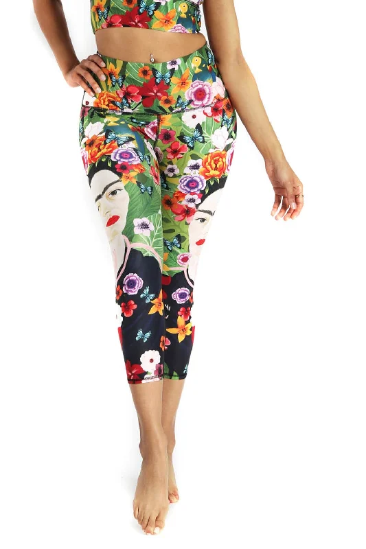 Yoga Pants for Hot Yoga -Kahlo Printed Yoga Crops