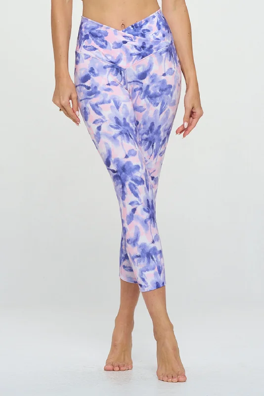 Stylish and Functional Yoga Pants -Kate - Watercolor Botanical - Cross Over - Capri Legging (High-Waist)- LIMITED EDITION Stylish and Functional Yoga Pants -Kate - Watercolor Botanical - Cross Over - Capri Legging (High-Waist)- LIMITED EDITION