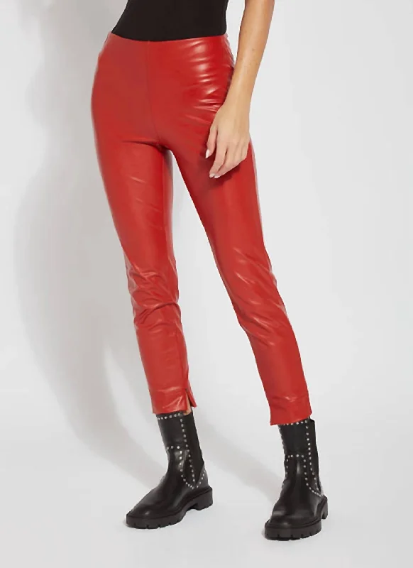Yoga Shorts for Flexibility and Mobility -Katherine Toothpick Skinny Absolute Red Faux Leather Yoga Shorts for Flexibility and Mobility -Katherine Toothpick Skinny Absolute Red Faux Leather