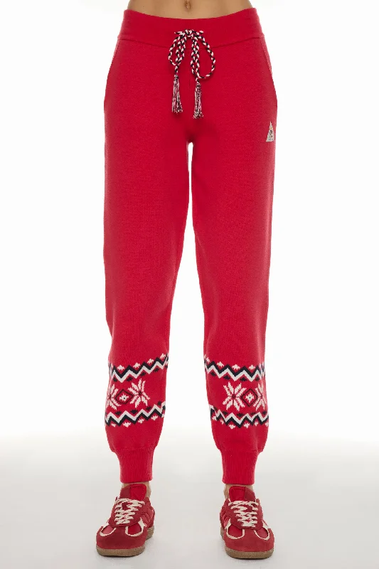 High Compression Leggings -Keystone Jojo Knit Jogger - Red