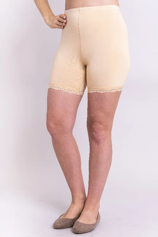 Yoga Shorts for Flexibility and Relaxation -Kitty Undershorts, Beige, Bamboo