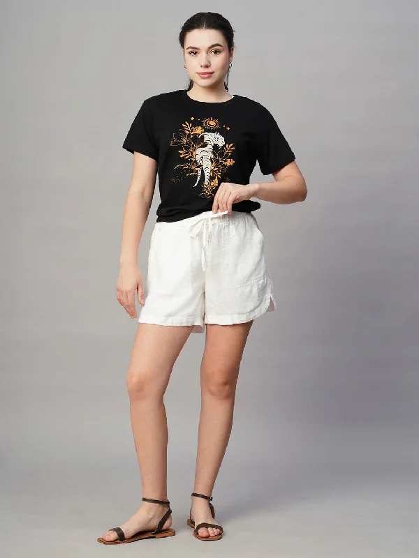 Yoga Shorts for Better Flexibility and Stretch -Women's White Linen Viscose Regular Fit Shorts Yoga Shorts for Better Flexibility and Stretch -Women's White Linen Viscose Regular Fit Shorts