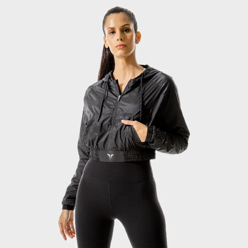 Yoga Tops for Running and Fitness -LAB360° Crop Jacket - Black