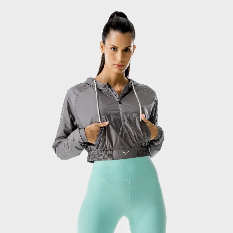 Breathable Cotton Yoga Tops -LAB360° Crop Jacket - Titanium