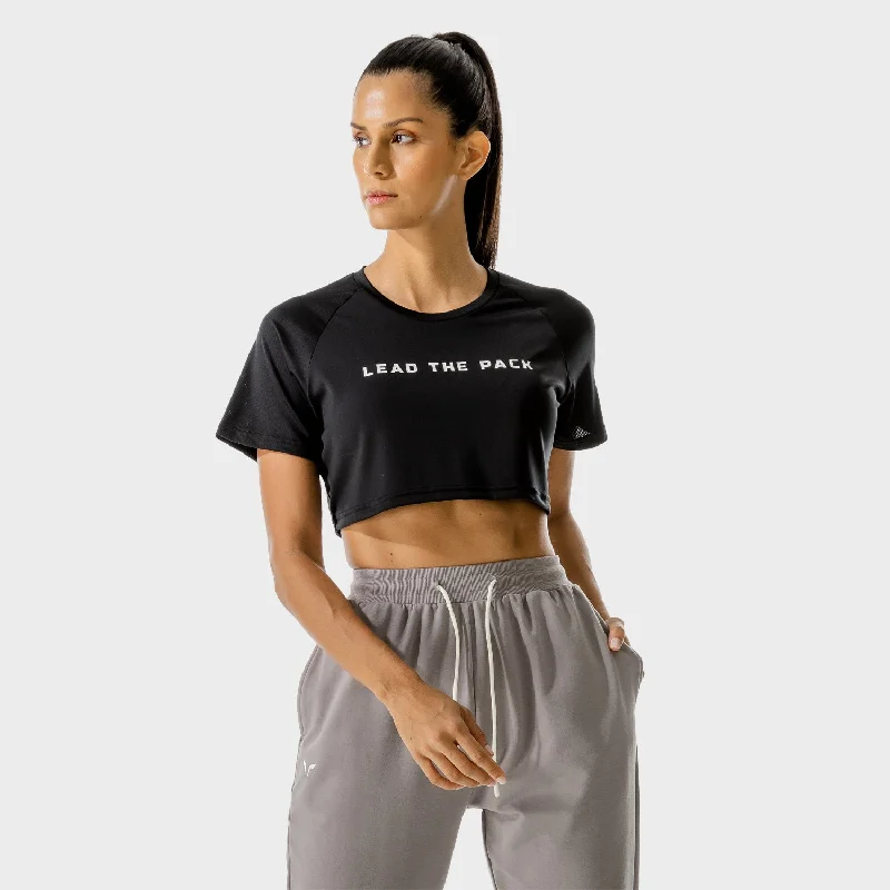 High-Waisted Yoga Tops for Support and Comfort -LAB360° Crop Tee - Black