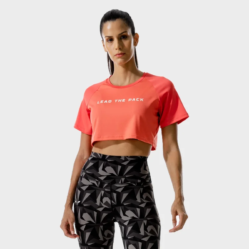 Yoga Tops for Women Who Love Yoga -LAB360° Crop Tee - Hot Coral