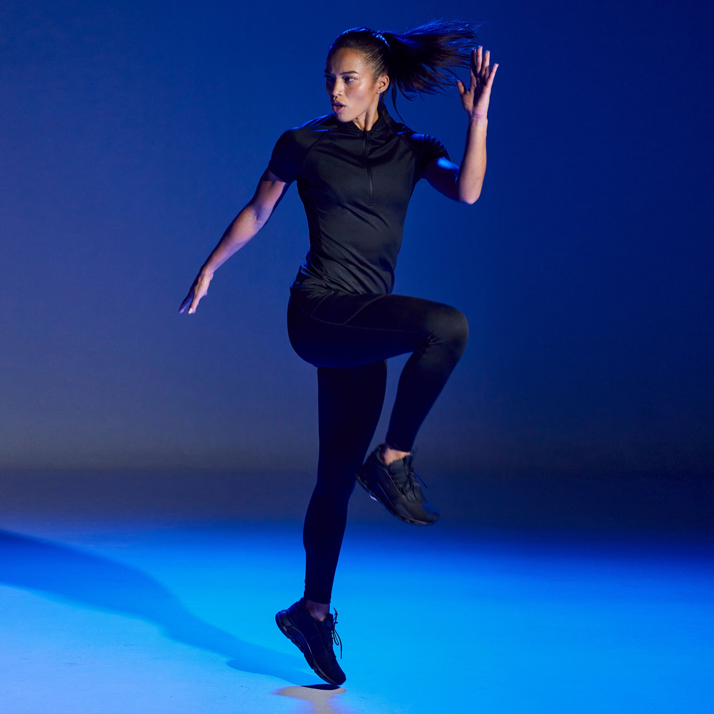 Women's Yoga Tops with Ribbed Fabric -LAB360° TDry™ Workout Tee - Black