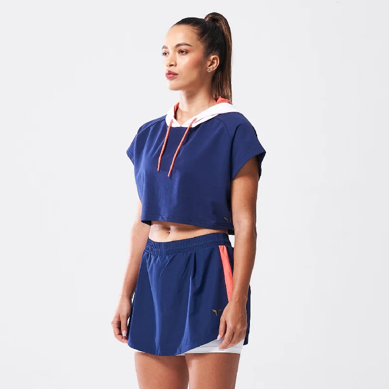 Yoga Tops with Moisture-Wicking Fabric -LAB360º Vented Crop Hoodie - Medieval Blue