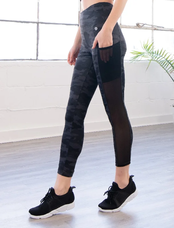 Yoga Pants with Comfortable Waistband -LADIES HIGH RISE 7/8TH LEGGING W/MESH SIDE PANEL Yoga Pants with Comfortable Waistband -LADIES HIGH RISE 7/8TH LEGGING W/MESH SIDE PANEL