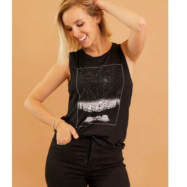 Yoga Tops for Stretching Poses -Women's Tank - Black