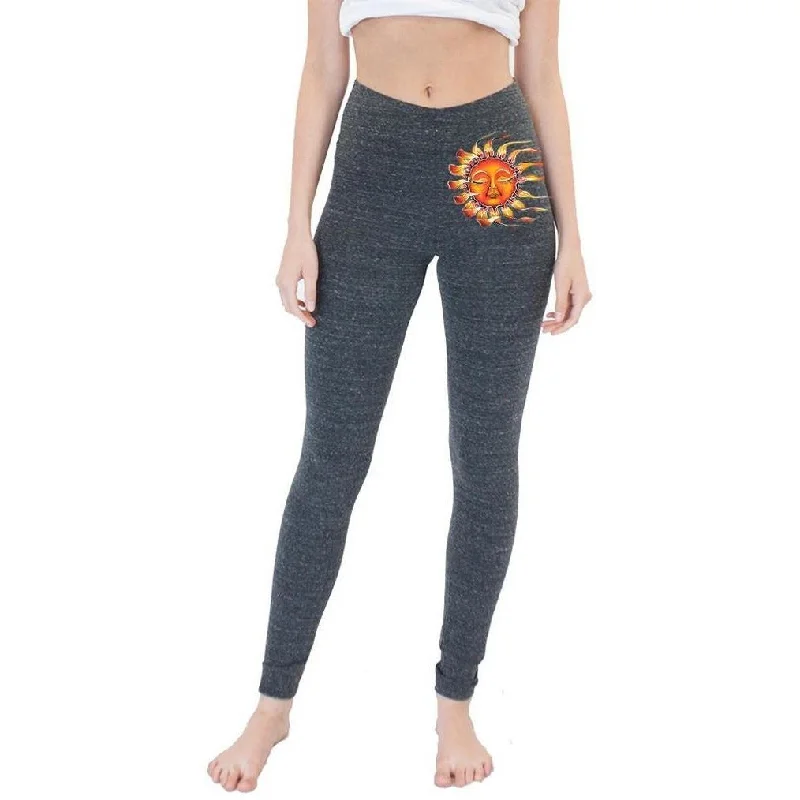 High-Waisted Compression Leggings for Yoga -Ladies Triblend Spandex Leggings - Sleeping Sun (hip print) - Made in USA High-Waisted Compression Leggings for Yoga -Ladies Triblend Spandex Leggings - Sleeping Sun (hip print) - Made in USA