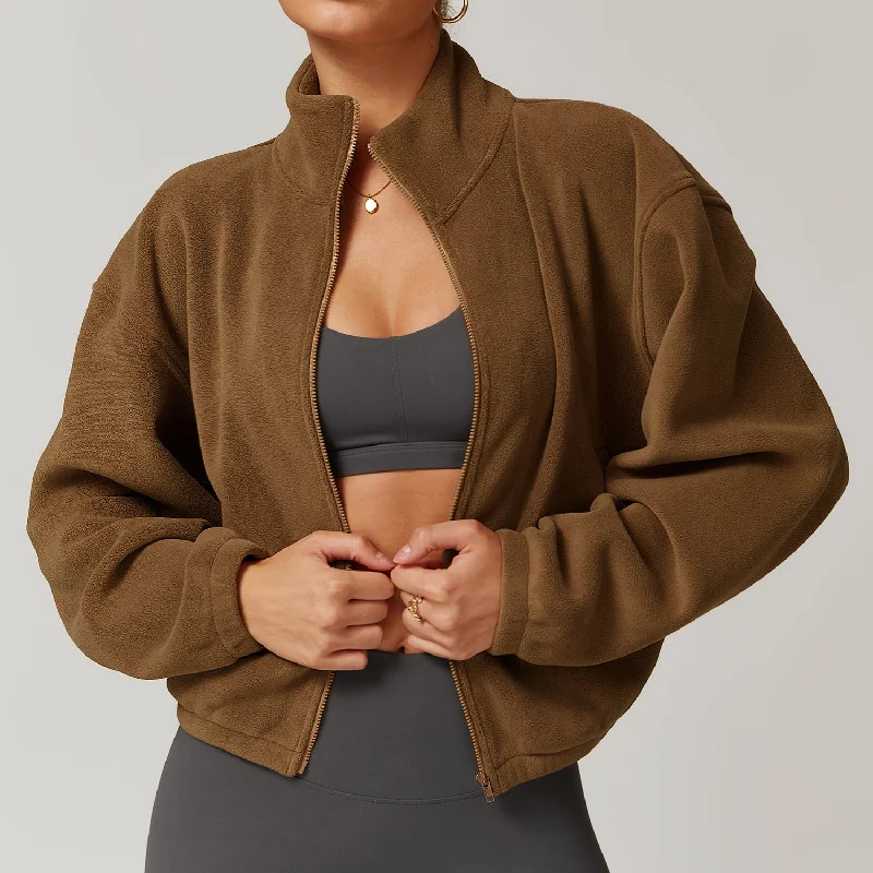 High-Neck Yoga Tops for Maximum Comfort -Lamb coat women's fleece fleece thick warm coat 8921