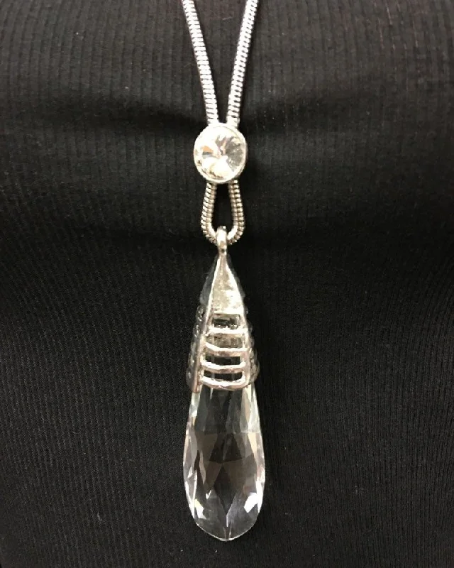 Yoga Shorts for Strength Training -Large Crystal Pendant Necklace