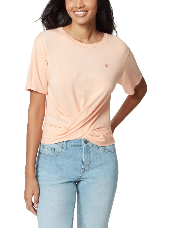 Performance Yoga Tops for Relaxation -Lauryn Womens Twist Front Crewneck T-Shirt