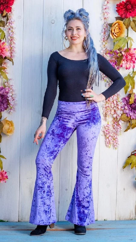 Full Waist Yoga Pants for Yoga -Lavender Velvet Slim Bells
