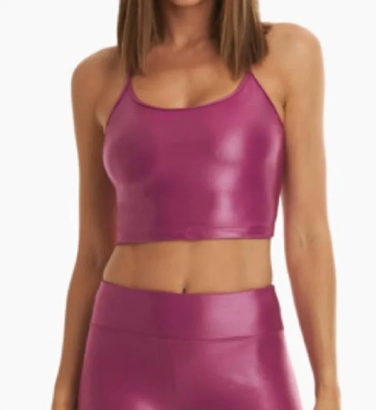 Yoga Shorts for Poses and Comfort -Leah Blackout Sports Bra In Rose Orchid