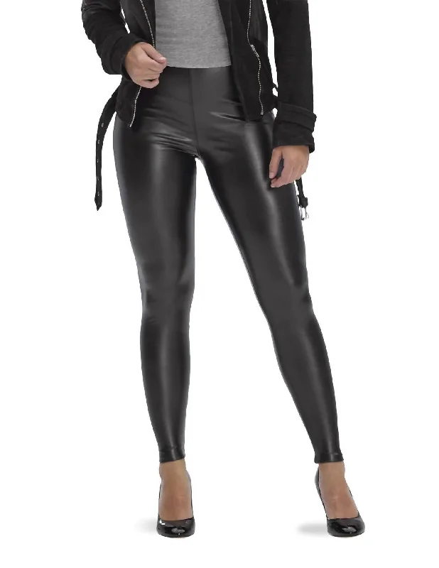Yoga Shorts for Flexibility and Comfort -Leatherette High Rise Leggings In Black