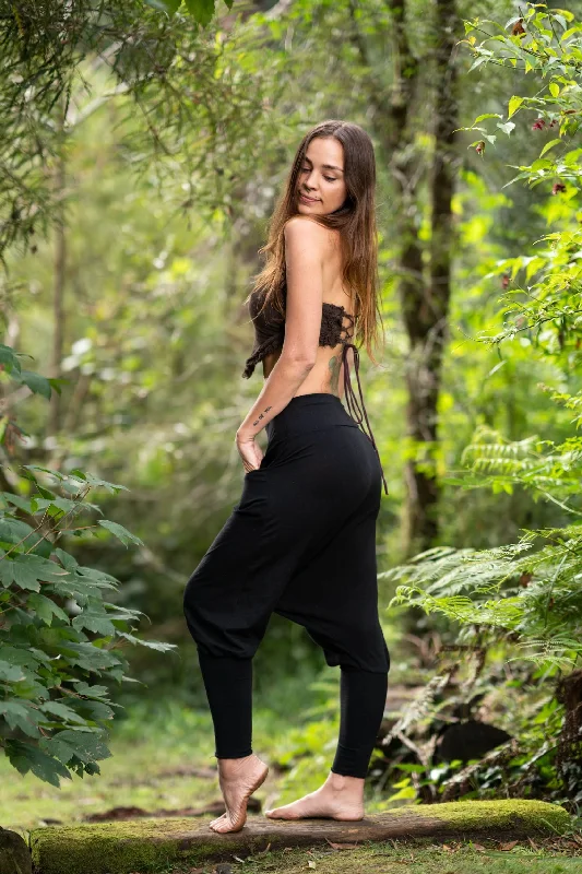 Full-Length Compression Yoga Pants -Lee Harem Yoga Pants - Black