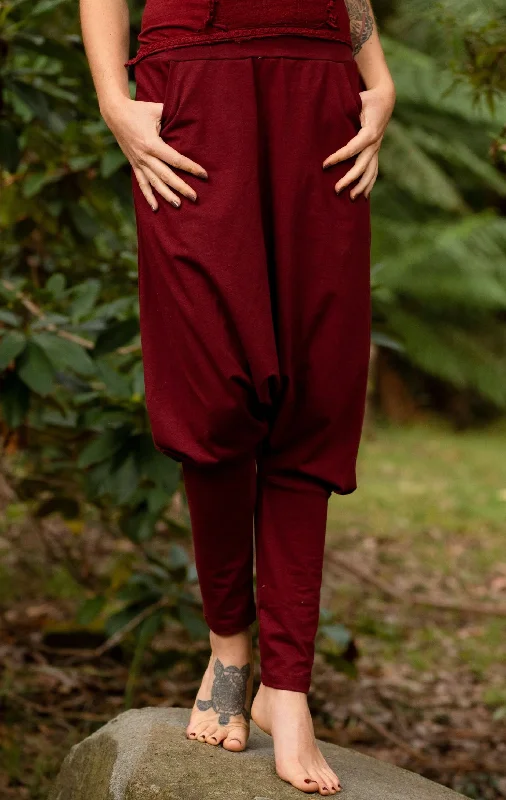 Soft, Flexible Yoga Pants for Flexibility -Lee Harem Yoga Pants - Maroon