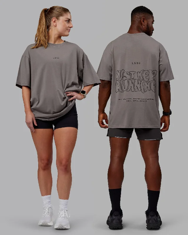 Yoga Tops with Lightweight Design -Unisex Leg It FLXCotton Tee Oversize - Storm Front-Black