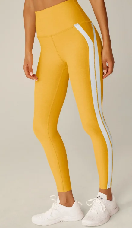 High-Waisted Yoga Pants with Tummy Control -Beyond Yoga Spacedye Top Line Midi Legging
