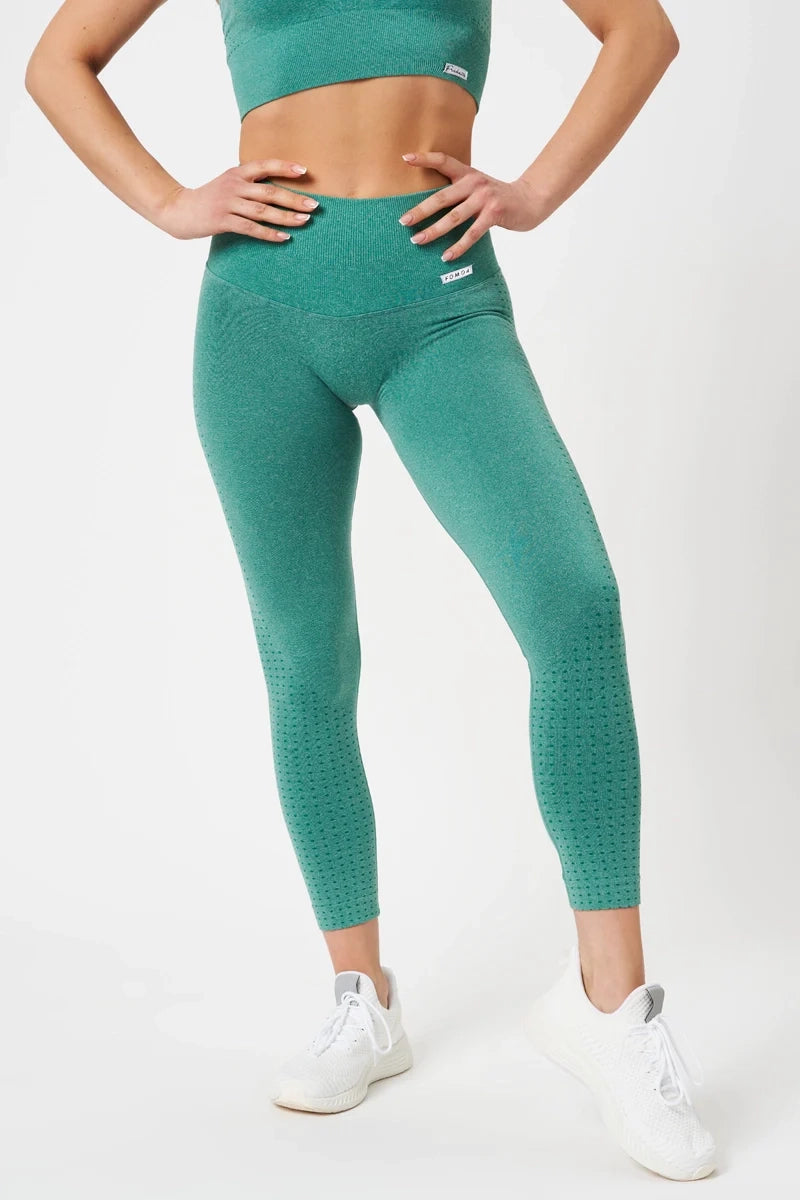 Women's Yoga Shorts with High Waistband -Leggings Eldorado Verde Bottiglia Ecofir
