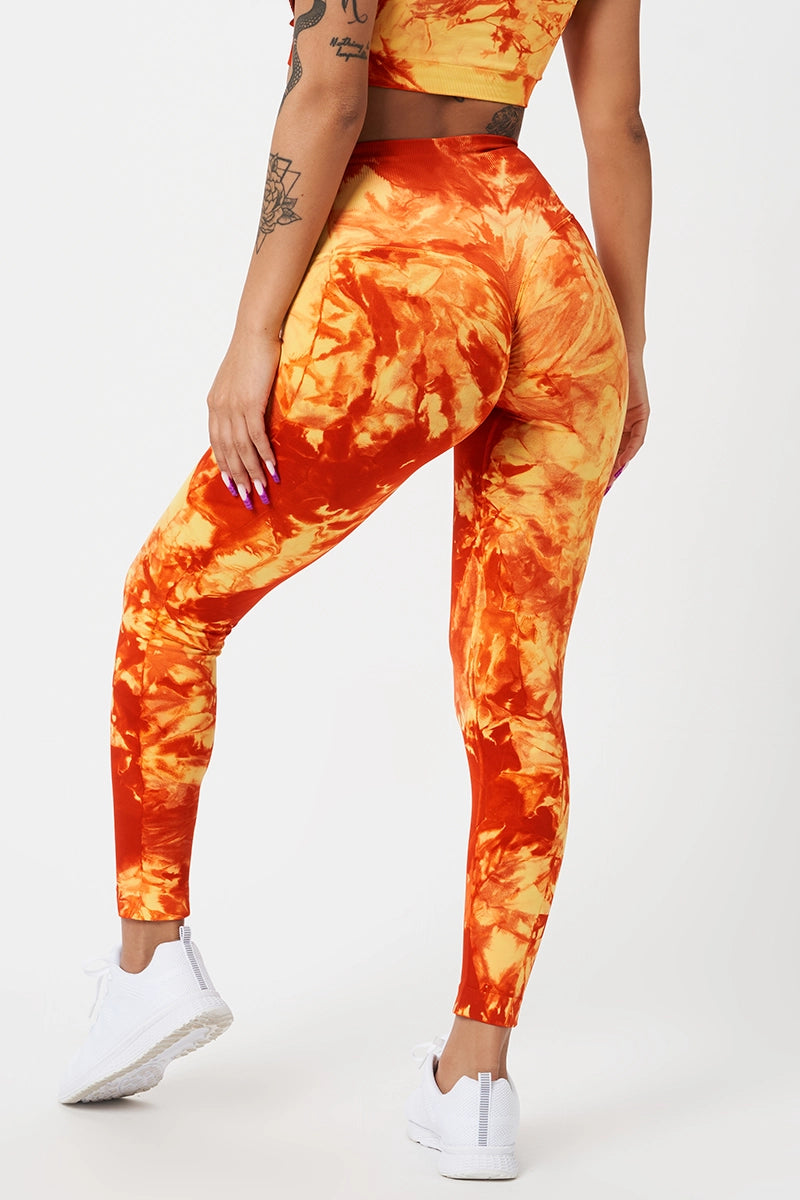 Comfortable Yoga Shorts for Daily Practice -Leggings Elements Fuoco Giallo Arancione