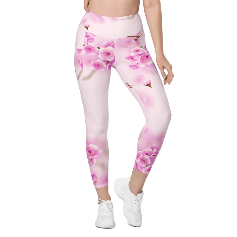 Eco-Friendly Yoga Pants -Spring Blossom Leggings With Pockets