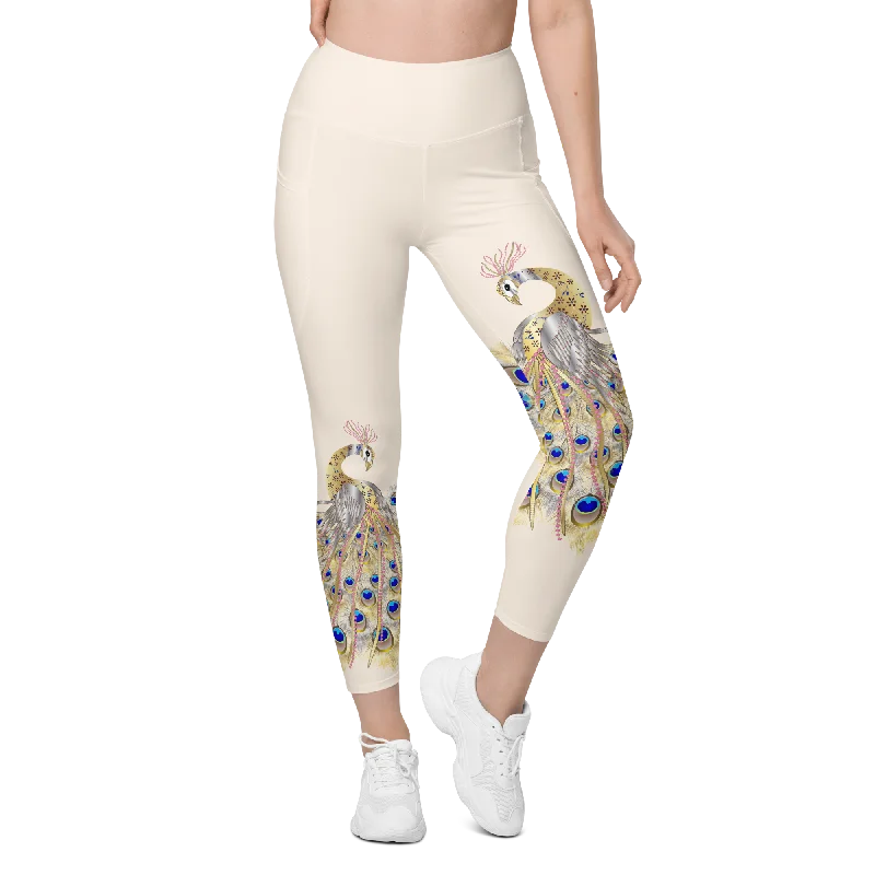 Yoga Pants for Comfort and Support -Peacock Leggings with Pockets