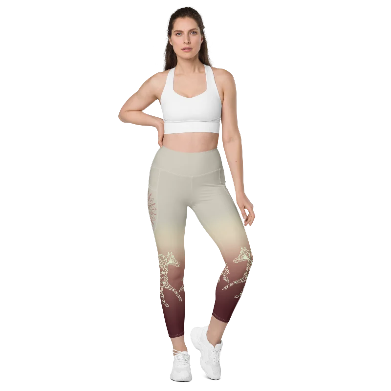 Full Waist Yoga Pants for Yoga -Gradient Grey High Waist Leggings with Pockets