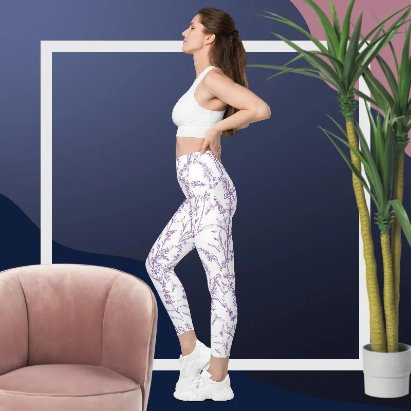 High Performance Yoga Pants for Women -Lavender Leggings with pockets