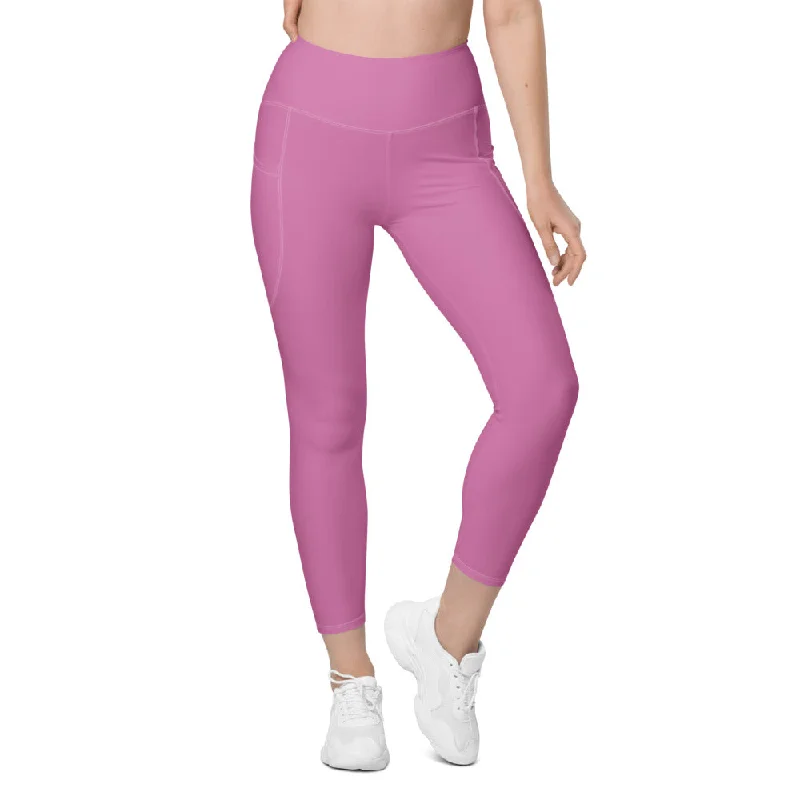 Stylish Leggings for Yoga -Solid Lilac Leggings With Pockets