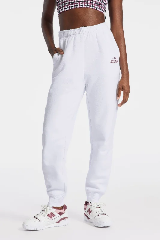 Yoga Pants for Hot Yoga -Les Sports Bandier Jogger - White/cordovan