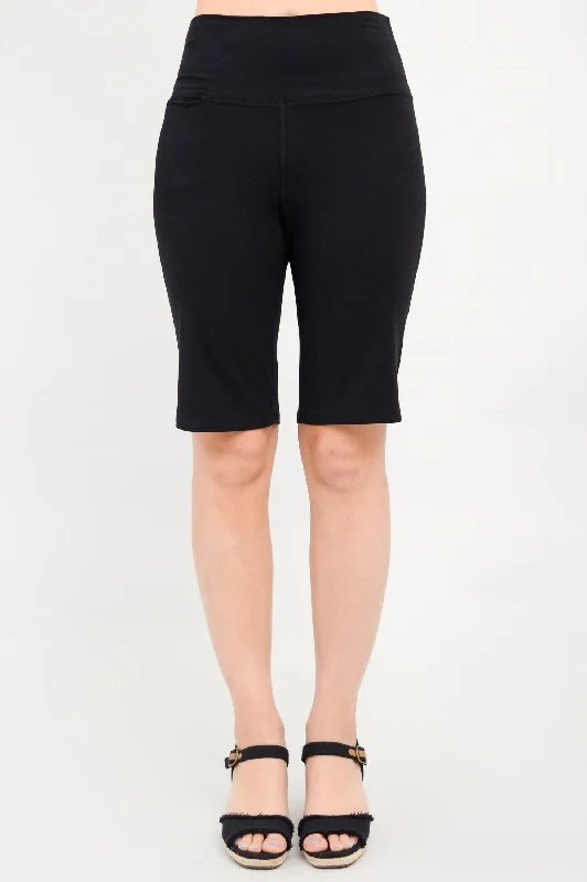 Yoga Shorts for Deep Stretch and Poses -Leslie Shorts, Black, Bamboo