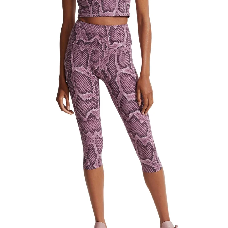 Yoga Shorts for Stretching and Relaxation -Let's Go Crop Legging 18" In Mesa Rose Snake