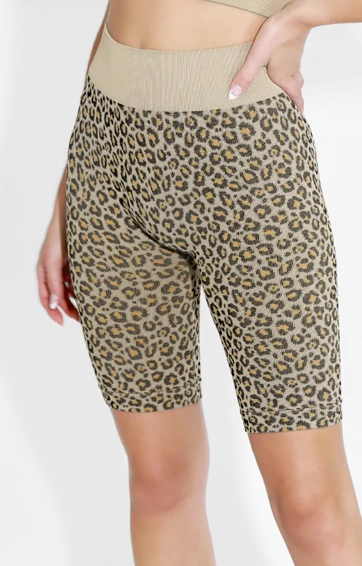 Yoga Shorts for Relaxing Poses -Let's Roar Animal Print Biker Short