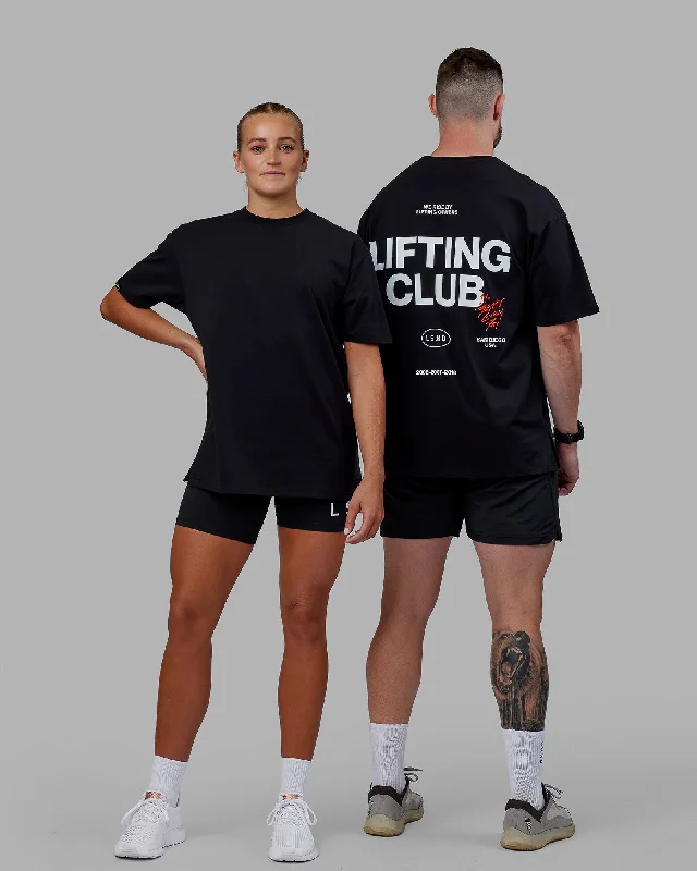 Breathable Yoga Tops for Hot Yoga Practice -Unisex Lifting Club FLXCotton Tee Oversize - Black-White-Red Breathable Yoga Tops for Hot Yoga Practice -Unisex Lifting Club FLXCotton Tee Oversize - Black-White-Red