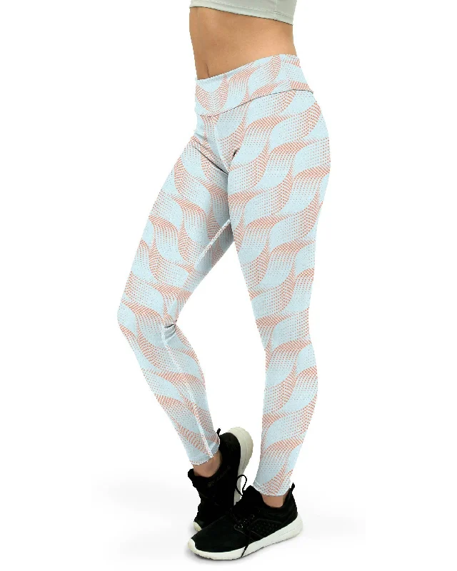 Yoga Pants for Gym and Home Use -Light Blue & Apricot Wave Yoga Pants