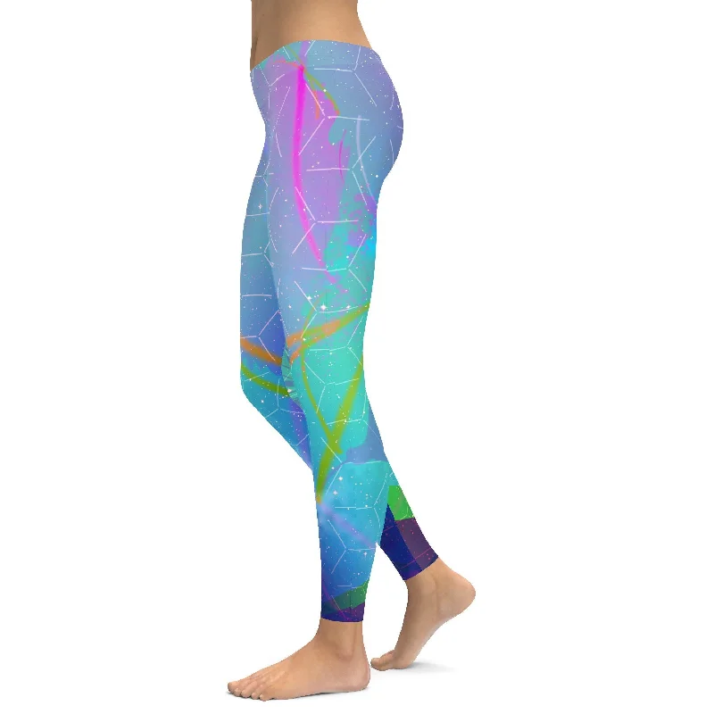 High-Waisted Yoga Pants for Support -Light Colorful Rave Leggings