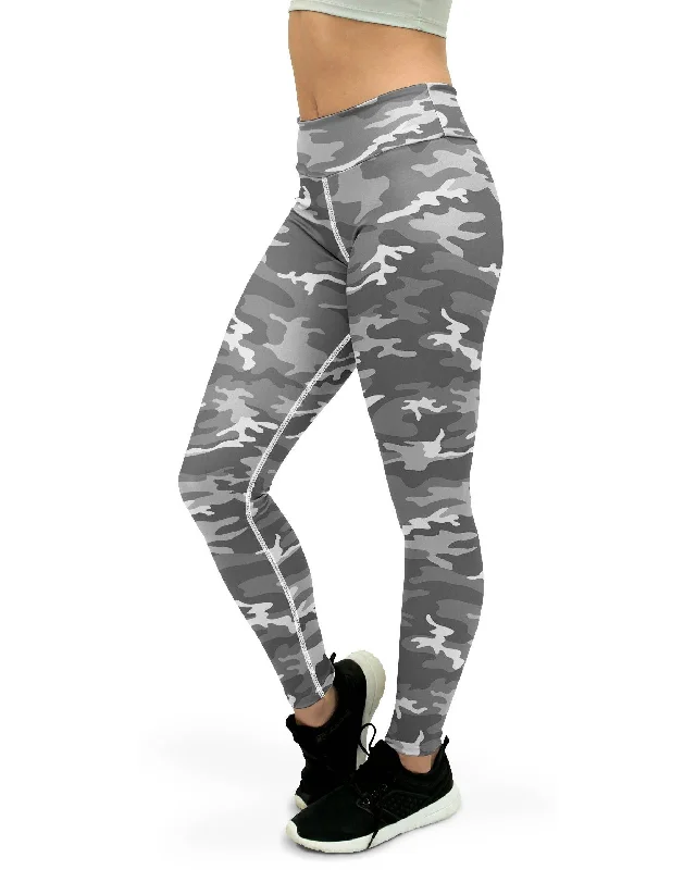 Stylish and Comfortable Yoga Pants -Light Grey Camo Yoga Pants