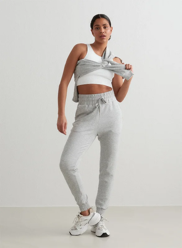 Comfortable Yoga Pants for Total Flexibility -Light Grey Melange Comfy Modal Sweatpants